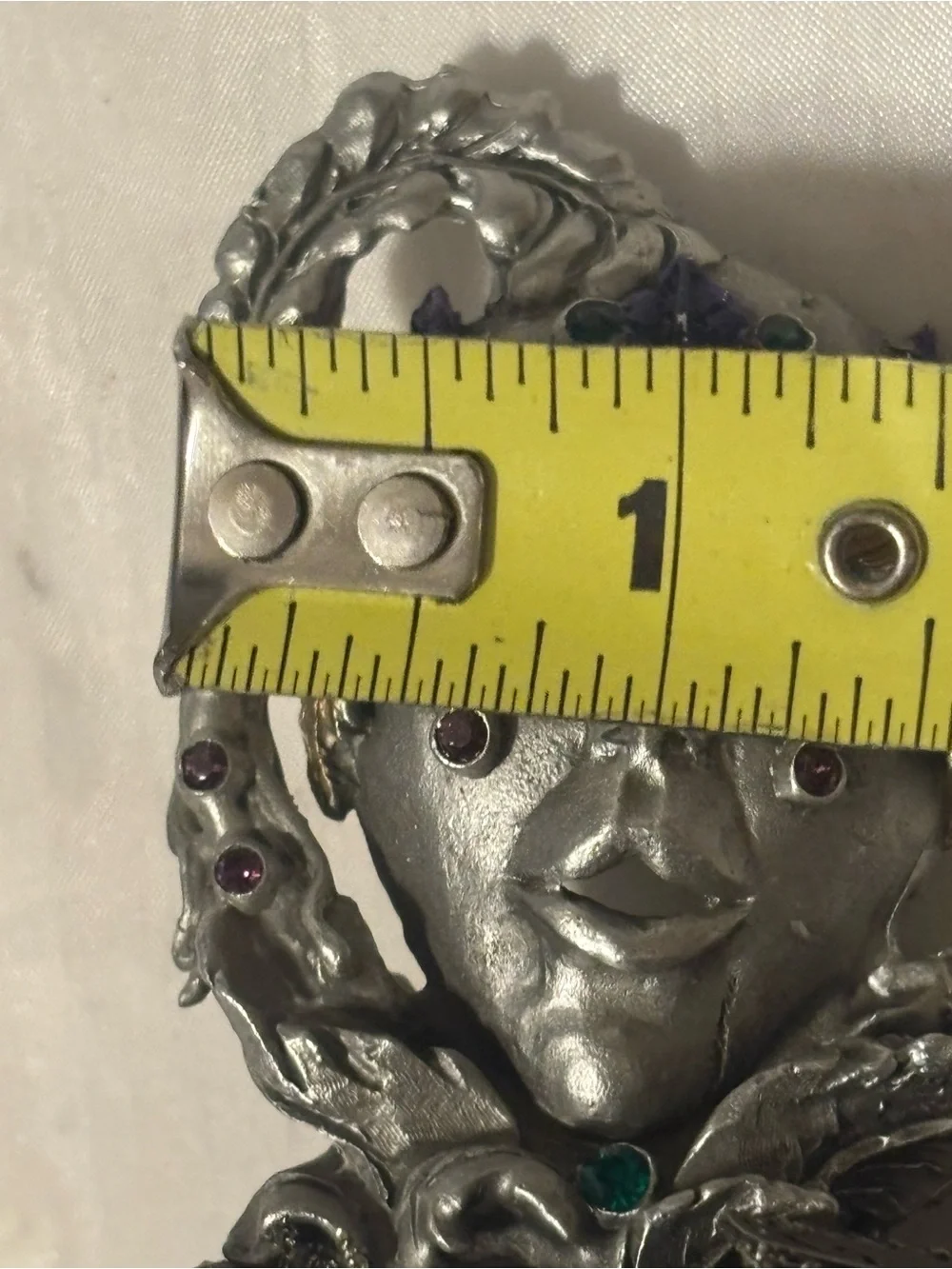 Venetian Mask Decorative Sculpture Pewter, Gold and Purple Greg Neely